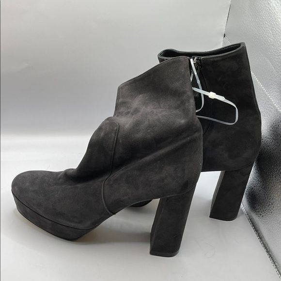 VERO CUOIO side zip suede booties, made in Italy, grey, size 38 (7), - Picture 3 of 10